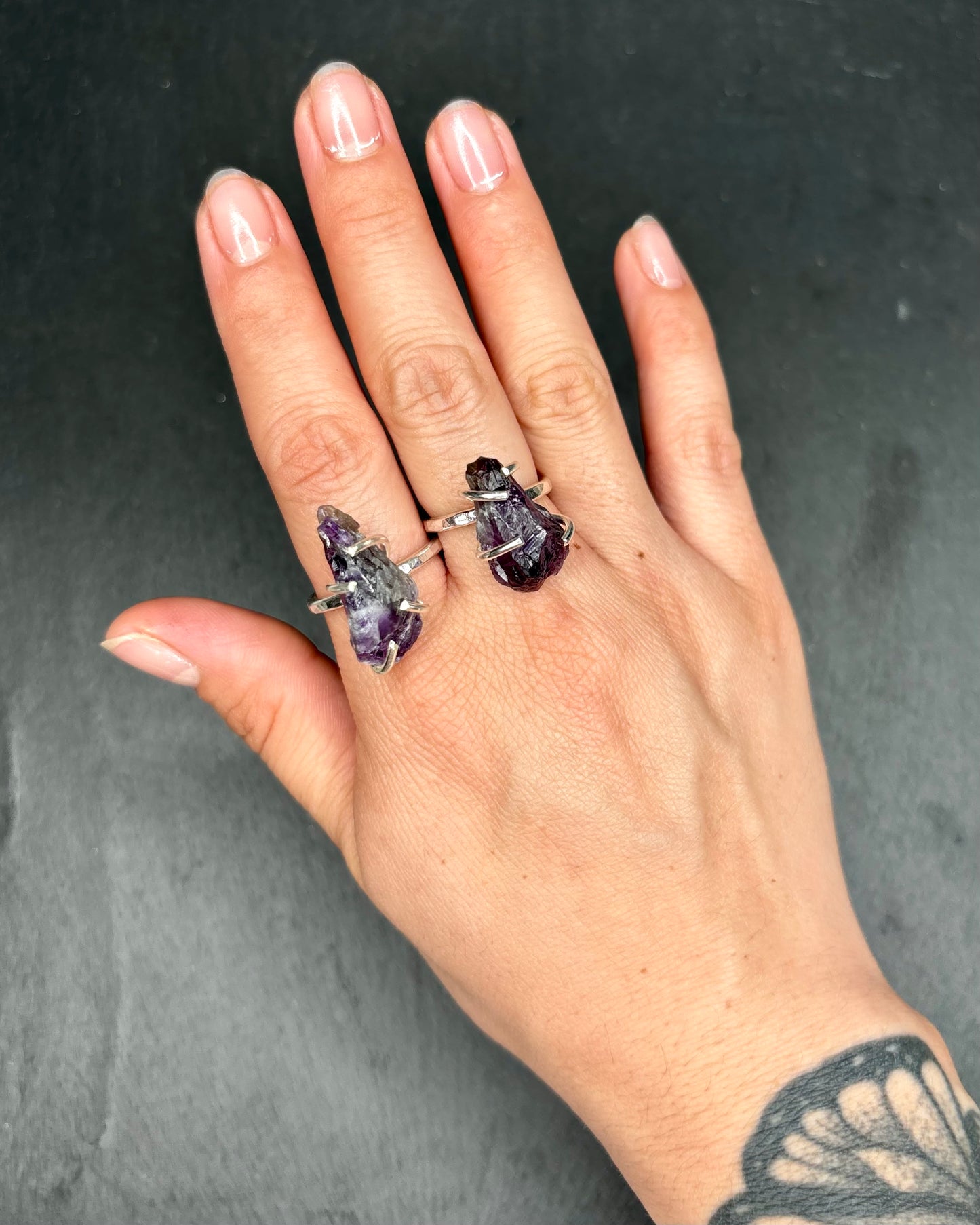 Amethysts Silver Ring