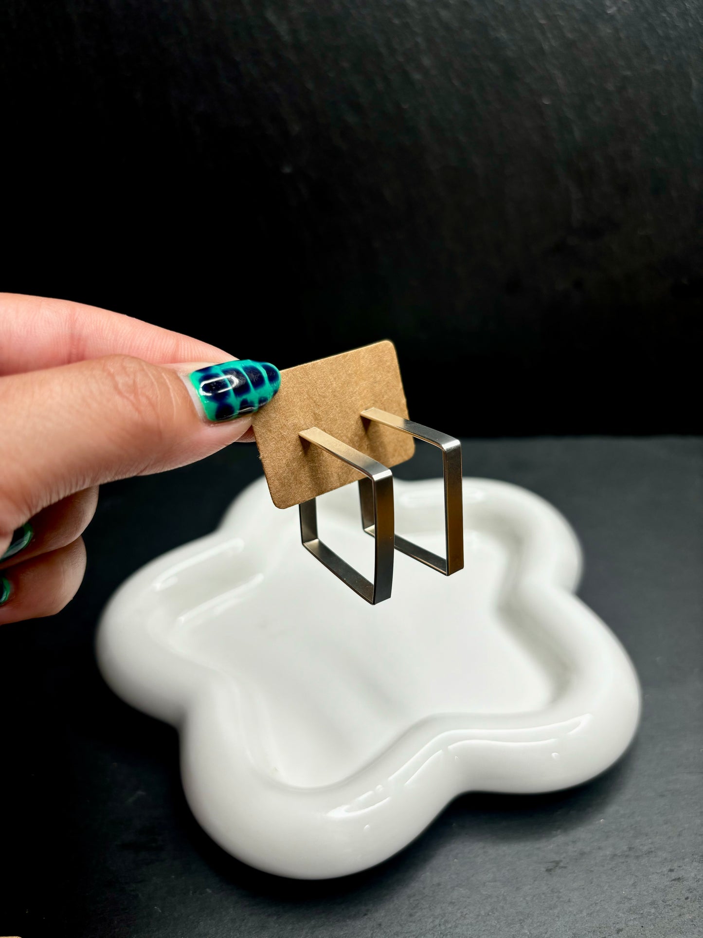 Big Square Sterling Silver Hoop Earrings