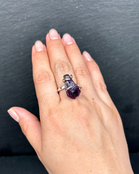 Amethysts Silver Ring