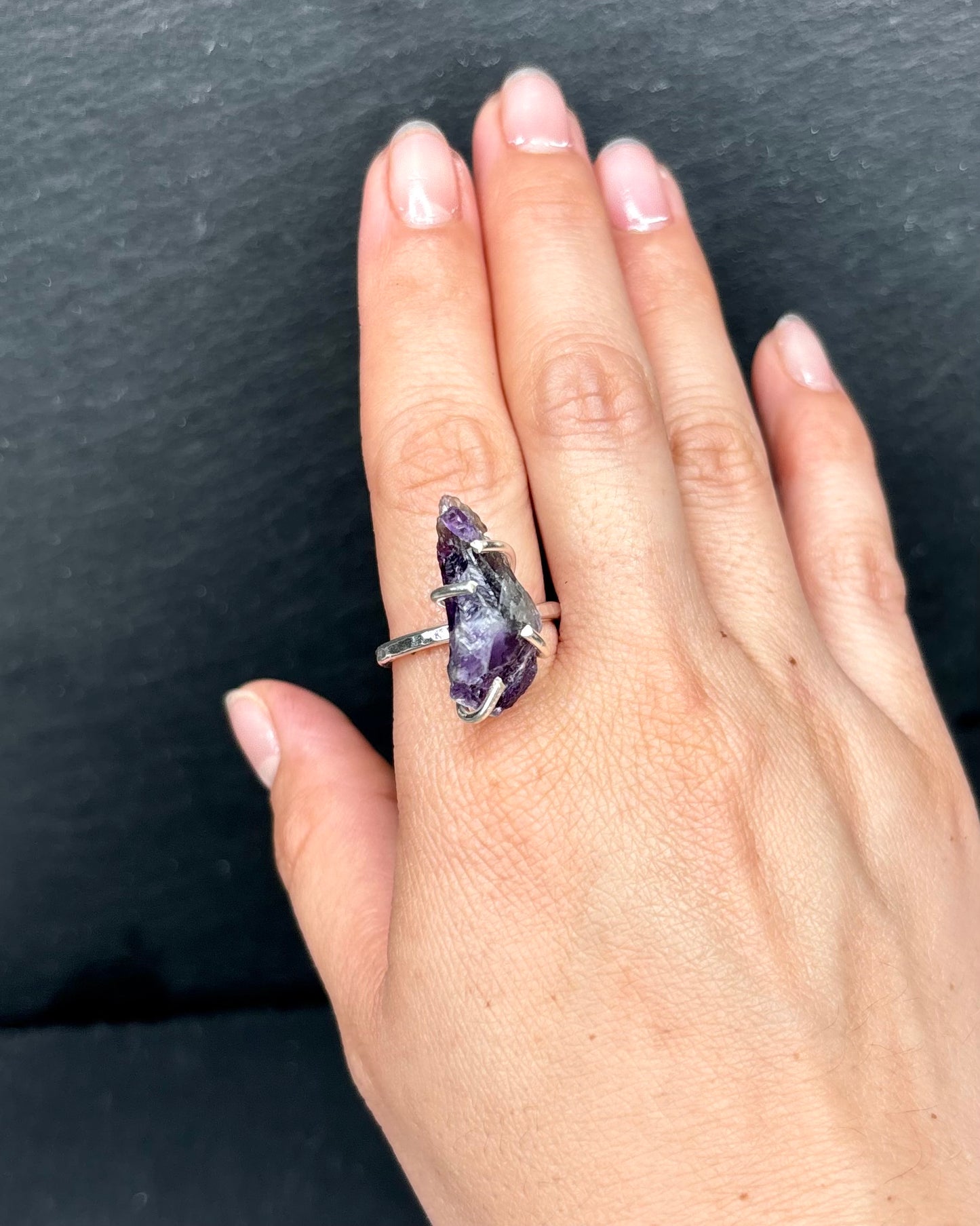 Amethysts Silver Ring