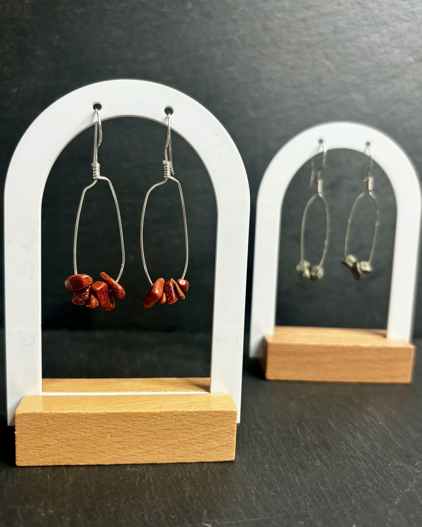 Sterling Silver Earrings with Pyrite & Golden Rain Stone